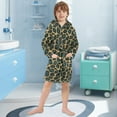 thumbnail image 5 of FORMRS Niños Bathrobe Unisex Hooded Robe Soft Plush Pajamas Sleepwear, Size 2-3T, Green Leopard Pattern, 5 of 7