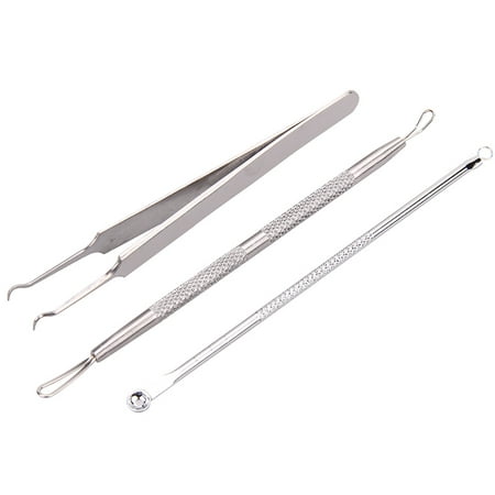 Stainless Steel Blackhead Acne Extractor Pimple Spot Remover Clip Double Head Acne Needle Tool Kit 3Pcs/Set