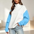 thumbnail image 2 of Jsaierl 1/4 Zip Sweatshirts for Women Plus Size Color Block Collared Sweatshirt Oversized Sweater Soft Long Sleeve Shirts Early Fall Fashion S-2XL, 2 of 6
