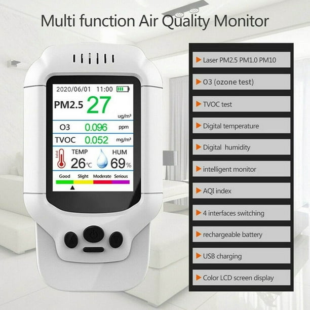 Acheter Moniteur de qualité de l'air, détecteur de formaldéhyde, testeur  TVOC PM2.5/PM10, détecteur de gaz d'air multifonctionnel