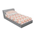 thumbnail image 2 of Ambesonne Floral Fitted Sheet & Pillow Sham Set, Retro Warm Colored Fall, Twin, Coral Yellow Grey, 2 of 2