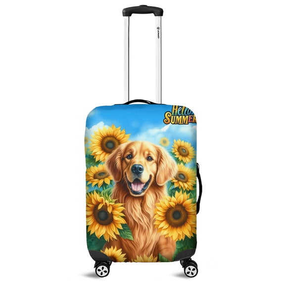 Golden Retriever Hello Summer Sunshine Sunflowers Spring Retro Vintage Travel Luggage Cover Goldens Dog Lover Gifts Idea Suitcase Dust Protective Decor - 00008