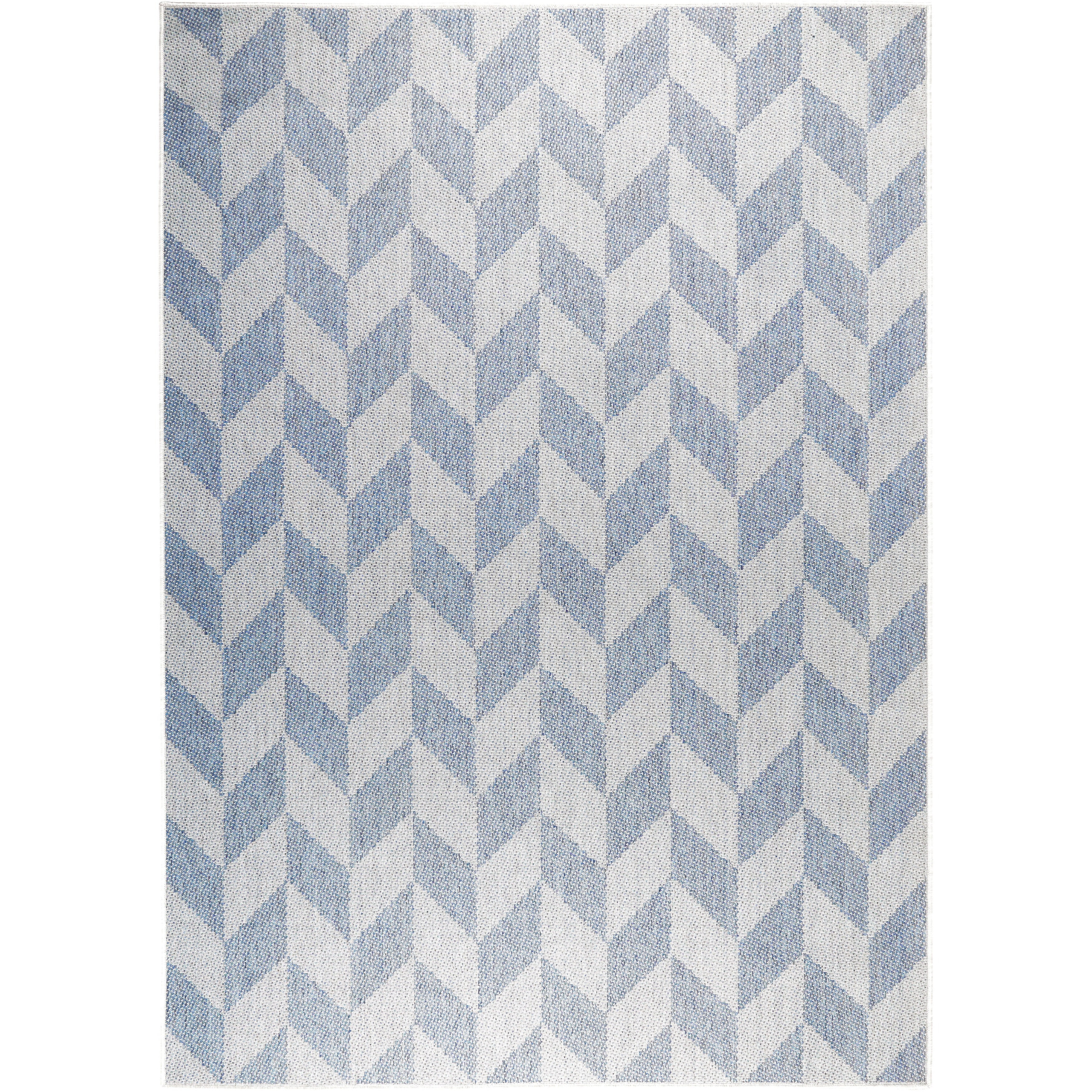 Nicole Miller New York Patio Country Calla Contemporary Herringbone Indoor/Outdoor Area Rug, Blue/Cream, 6'6"x9'2"