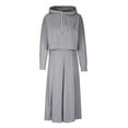 thumbnail image 4 of Maoxin Skirt for Women Women's Long Sleeved Hooded Sweatshirt Skirt Set ,Gray,L, 4 of 6