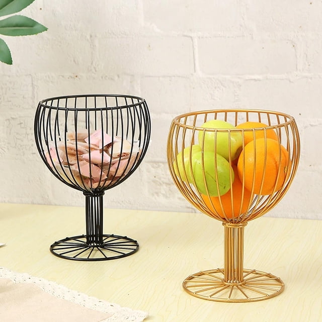 Uscallm 2Pcs St. Patrick's Day Easter Spring Decor Wrought Iron Fruit Bowl Tall-Legged Snack Display Tray Coffee Capsule Storage Box Decorative Ornament Centerpiece