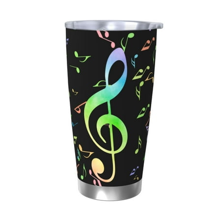 

Vsdgher Music Notes 20 Oz Stainless Steel Vacuum Insulated Travel Mug Coffee Cup for Home Office Outdoor Works Great for Ice Drinks and Hot Beverage -Without Straw