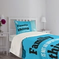 thumbnail image 3 of Ambesonne Inspirational Quilted Bedspread Set 2 Pcs, Parents Love Text, Twin Size, Turquoise Blue Black, 3 of 5