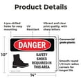 thumbnail image 2 of (2 Pack) Safety Shoes Required Area Symbol OSHA Danger Sign 14 Inch X 10 Inch Plastic Sign, Weather Resistant, UV Protected for Workplace, Business, and Construction Site, Made in the, 2 of 8