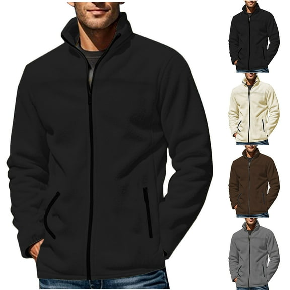 LpwkSSA Men's Softshell Jacket Fleece Lined Waterproof Stand Collar Zipper Lightweight Rain Jacket Casual Windbreaker Outdoor Coat White S