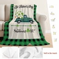 thumbnail image 6 of Saint Patrick's Day Throw Flannel Blanket Shamrock Flag Truck Green Black Plaid Border Linen Texture Super Soft Cozy Bed Blanket, Lightweight Plush Fuzzy Bed Throw for Bedroom Sofa Couch 50x80In,, 6 of 9