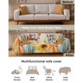 thumbnail image 3 of Fall Pumpkin Cat Sofa Couch Covers for Dog,Washable Sectional Couch Slipcovers for Loveseat with Tassels,Orange Gold Thanksgiving Sunflower Brown Lattice Non Slip Sofa Throw Cover Blanket L 71x102, 3 of 8