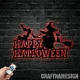 thumbnail image 2 of Craftnamesign Happy Halloween Metal Wall Art with LED Light, Happy Halloween Sign Home Decor, 2 of 5