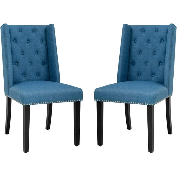 FDW Mid Century Modern Upholstered Parsons Dining Chairs, Blue (Set of 2)