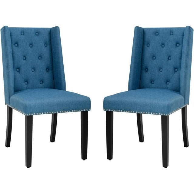 FDW Mid Century Modern Upholstered Parsons Dining Chairs, Blue (Set of 2)