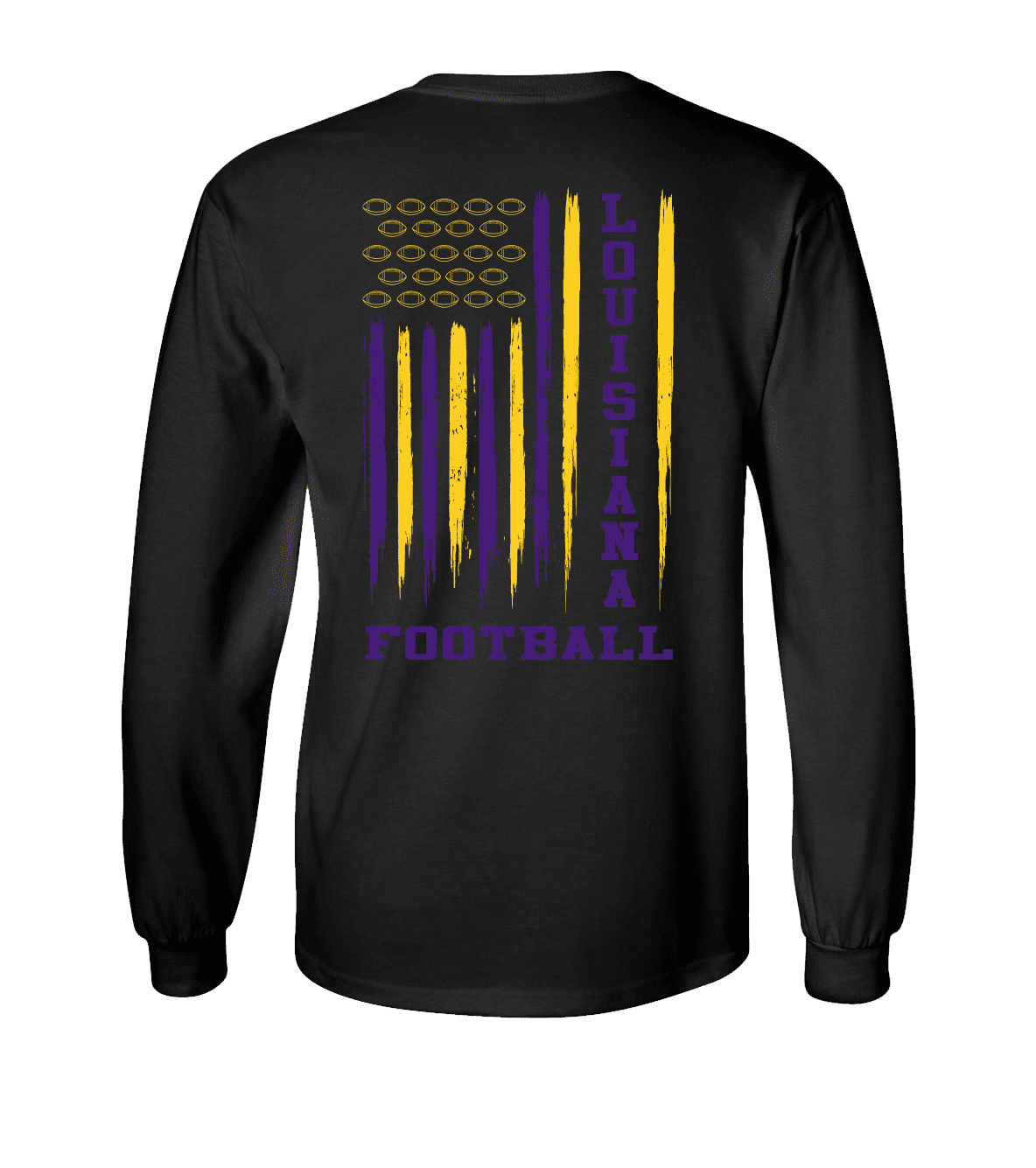 Louisiana Team Colors Football American Flag Unisex Long Sleeve T-shirt Graphic - Bild 1 von 7