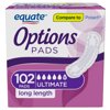 Equate Options Women's Ultimate-Long Incontinence Pads, 102 Count