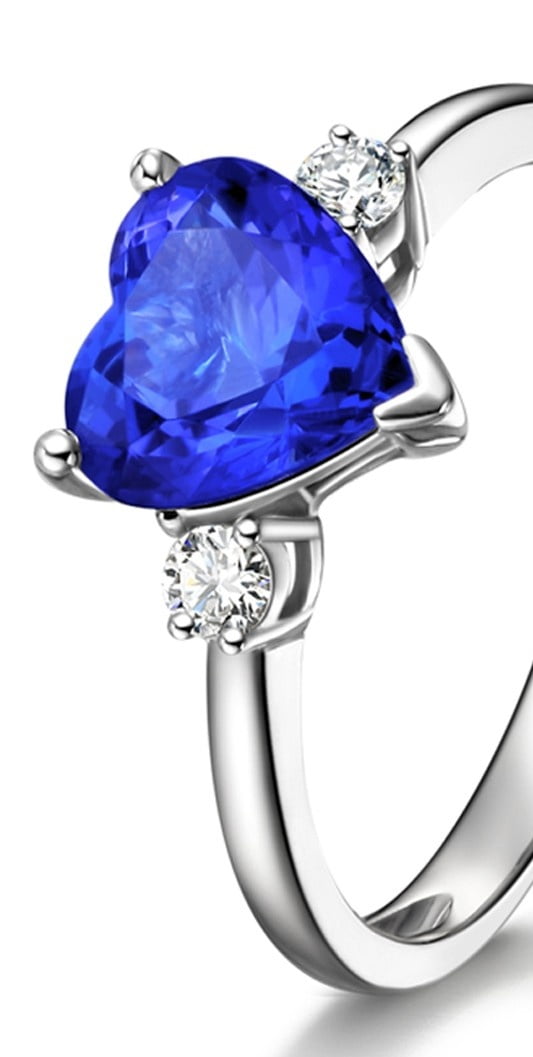 prachtig hamer De Alpen Unique Heart cut Blue Sapphire and Diamond Trilogy Engagement Ring in White  Gold - Walmart.com