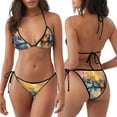 thumbnail image 3 of KLL Ensemble Bikini Imprimé Bateaux de Pêche Colorés pour Femmes, Ensemble Bikini Deux Pièces à Cordon avec Bas Aguichant Maillot de Bain, 3 of 6