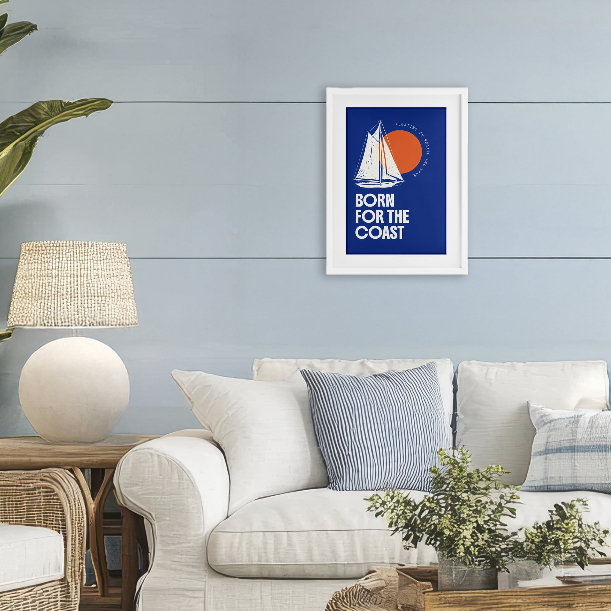 Stupell Industries Born For The Coast White Framed Print Under Glass, design by Creative Studio