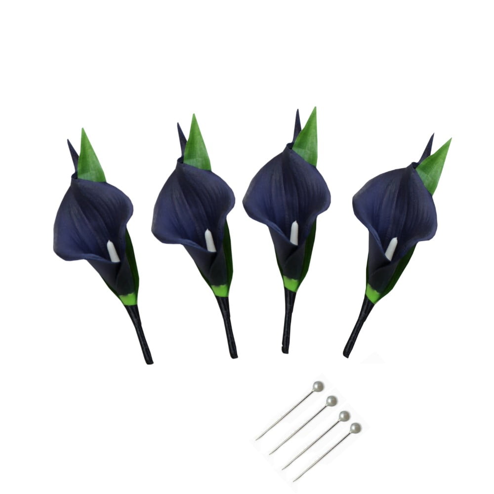 Pack of 4- Real touch calla lily Boutonnieres, pin included - Walmart.com