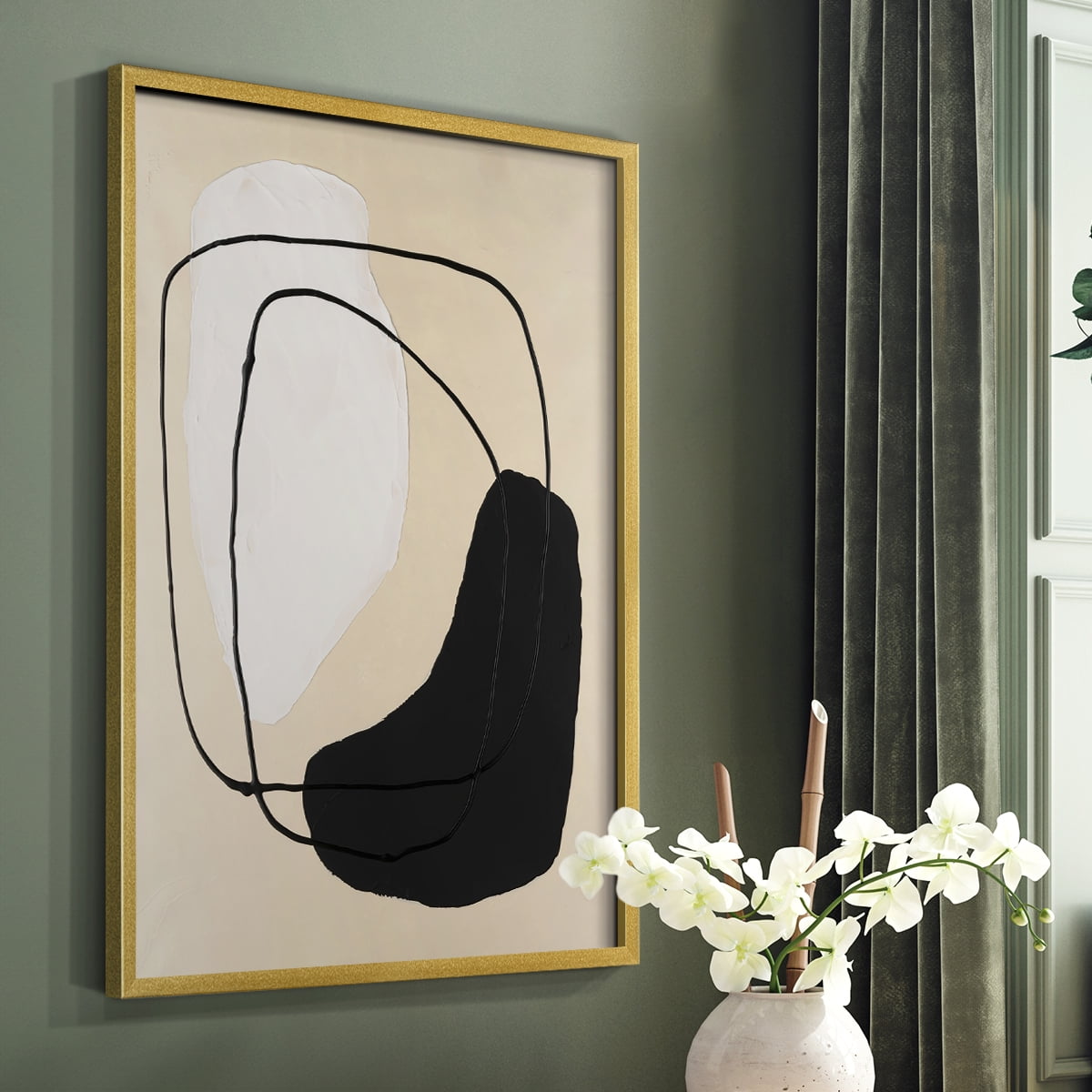 Avant Mod I Framed Print in Gold Solid Wood Framed Print No Nail Hanging