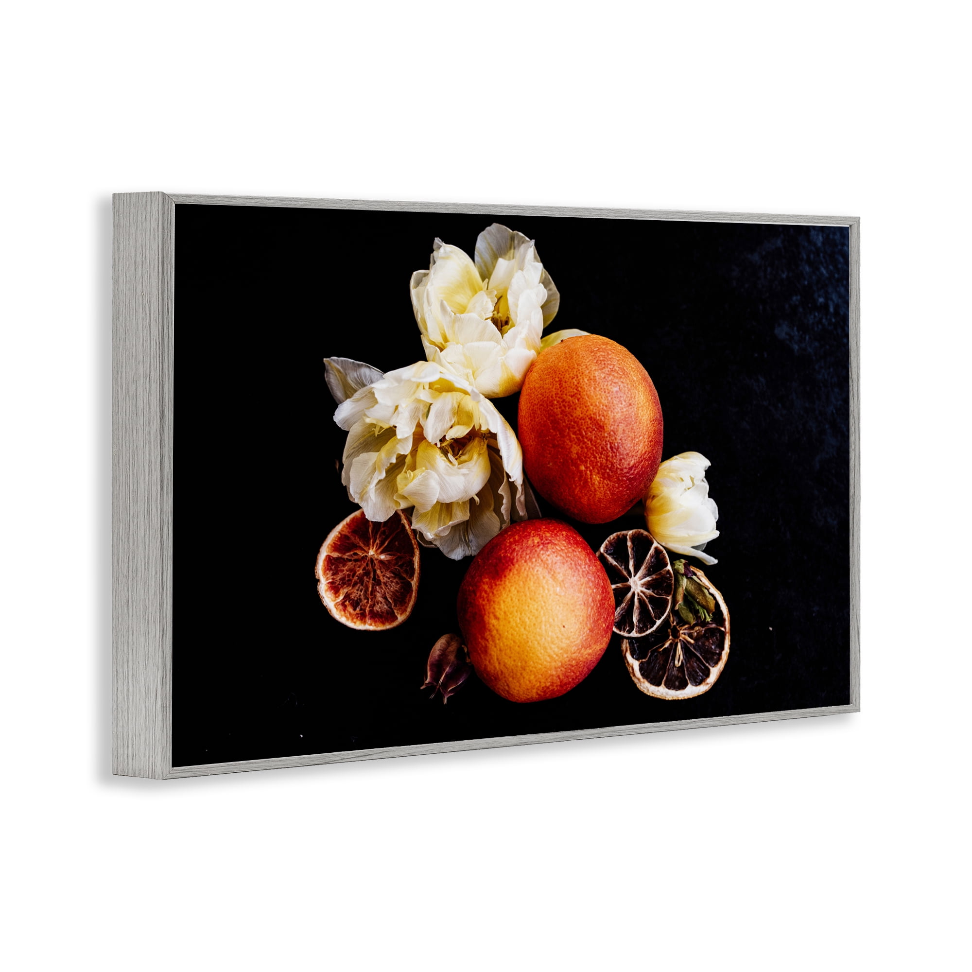 The Still Spring Fruit Gray Framed Giclee Art, design by Amy Carroll