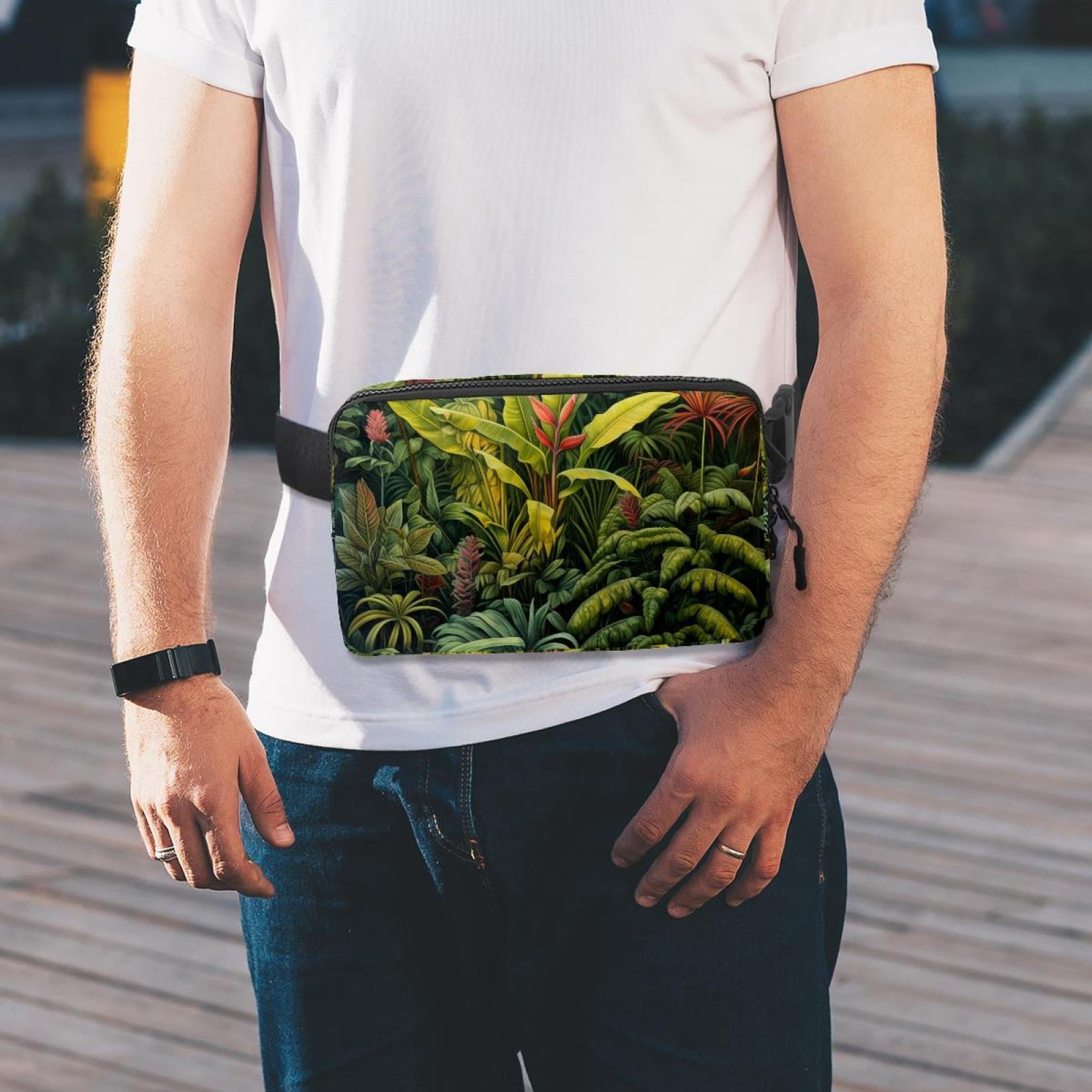 Tropical plants Lightweight Adjustable Fanny Packs with Extension Strap - Unisex Waist Bags Running Belt