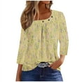 thumbnail image 2 of Fiudx Ropa de Mujer Blusa de Manga 3/4 a La Moda para Mujer, Camiseta Estampada, Top Informal, 2 of 5