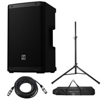 Electro-Voice ZLX-G2 8" 1000W 2-Way Bluetooth Powered Loudspeaker, Black, Bundle with Stands and Cable