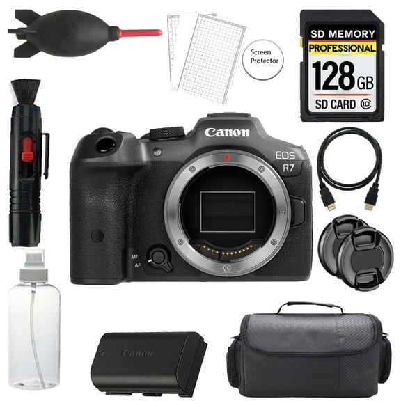 Canon EOS R7 Mirrorless Camera 128GB Bag Screen Protector- Basic Kit (International Version)