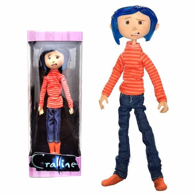 -Figura de Coraline impermeable amarilla, la puerta secreta, regalo de Navidad, decoración de cumpleaños, juguetes de mantequilla, 18cm