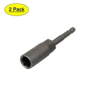 1/4" Hexagon Shank 13mm Deep Socket 100mm Length Metal Hex Nut Driver Bits 2pcs