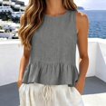 thumbnail image 2 of WEIWEN Linen Tank Tops for Women Dressy Casual Ruffle Hem Sleeveless Vest Shirts Womens Summer Outfits 2026 Trendy Beach Vacation Blouses Grey, XL, 2 of 6