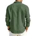 thumbnail image 6 of BRANROY Long Sleeve Shirts for Men - Fall Casual Outdoor Workwear Linen Cotton Button-Front Shirt for Active Days,Army Green L, 6 of 9