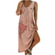 thumbnail image 1 of Vestido largo sin mangas con bolsillos con cuello en V y estampado informal de talla grande para mujer Fridja  hj3404, 1 of 8