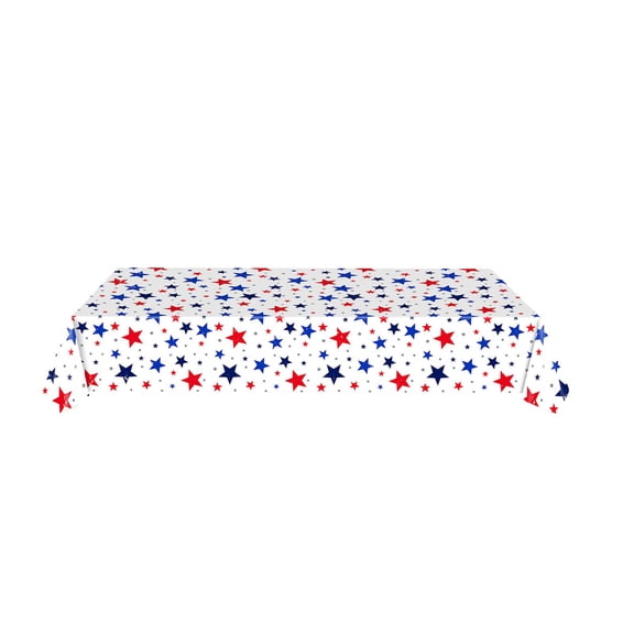 ZhangC 4th of July Patriotic Tablecloth, 54"x108" Independence Day Red White and Blue Plastic Table Cloth, Independence Day Party Decorations for Outdoor Picnic, Camping and Home