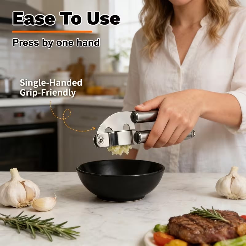 Comfort Grip Garlic Press - Rust-proof Garlic Chopping Tool - Ergonomic Design Garlic Press