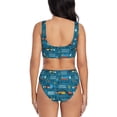thumbnail image 3 of Wukai Construction Trucks Women's Bikini Set Two Piece,wimsuit High Waisted V Neck Twist Front Adjustable Spaghetti Straps Bathing Suit-Medium, 3 of 7