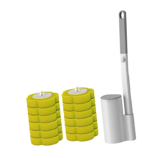 Cepillo de inodoro de mango largo, herramientas de limpieza, accesorios de inodoro eficientes, sin taladro Amarillo