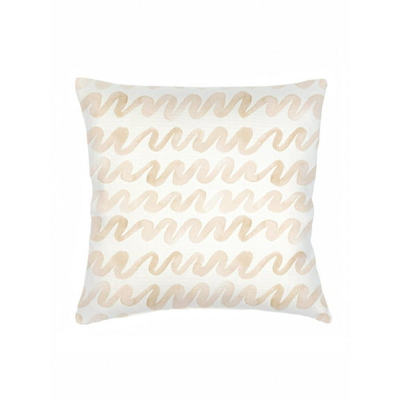 Watercolor Waves Beige Linen Pillow 20x20 Down