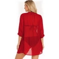 thumbnail image 2 of HAPPY BAY Women's Chiffon Summer Beach Open Front Vintage Kimono Beachwear Duster Cardigans for Women L Red, Plain, 2 of 5