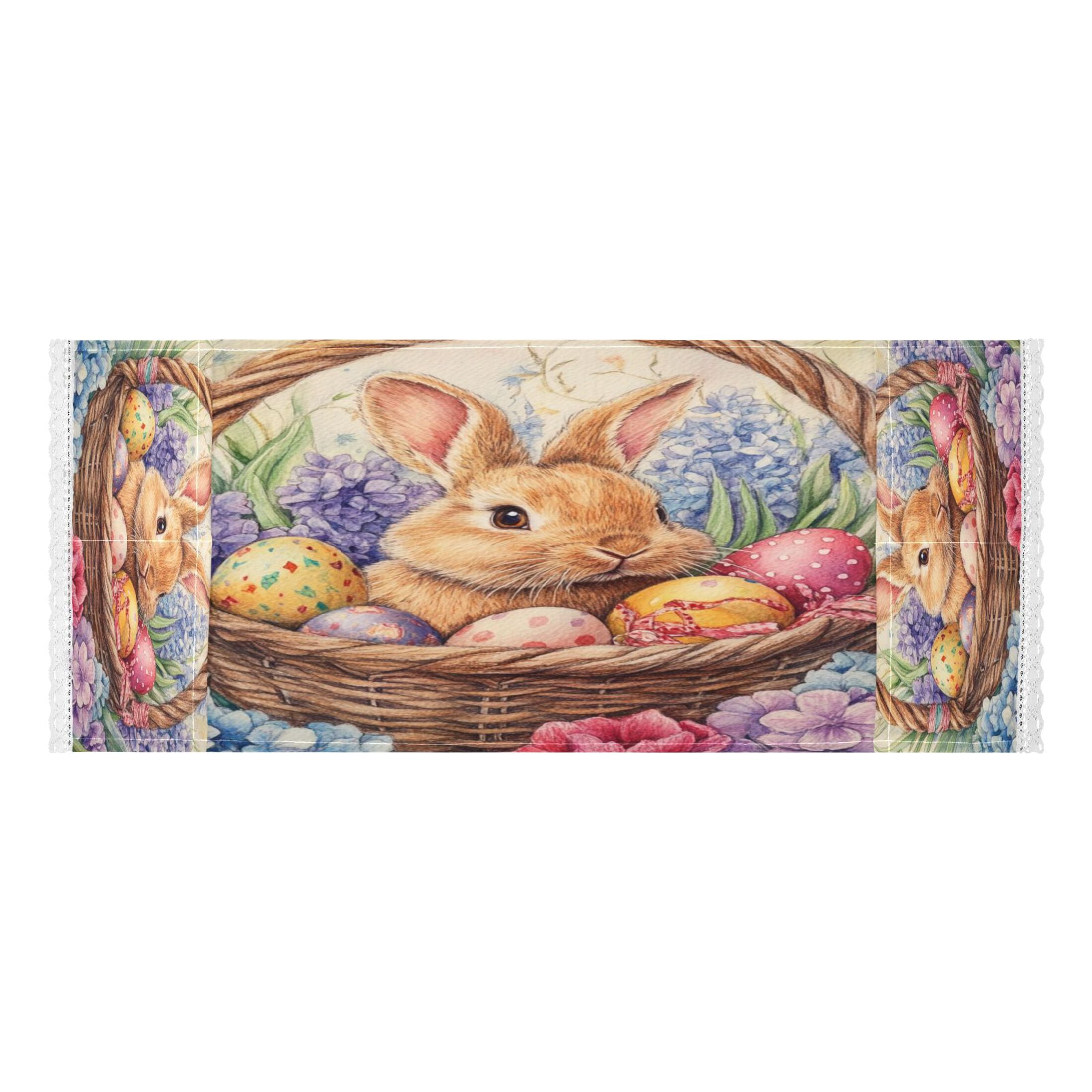 WOBOGO Easter Bunny Washing Machine Cloth Dryer Refrigerator Top Cover Protective Non-Slip Mat For Kitchen Laundry