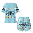 thumbnail image 6 of Rocae Let's Go on an Adventure for Two Piece Sleepwear Pajamas Sets for Women Soft Short-Sleeved Pjs with Lounge Shorts 3X-Large, 6 of 9