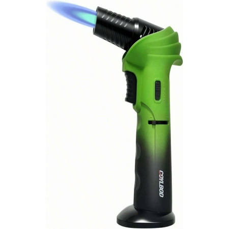 Butane Torch Lighter, 0-90°Rotating Angle Butane Lighter, Refillable Kitchen Torch With Safety Lock, Adjustable Flame For Soldering (White And Black)