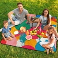 thumbnail image 7 of Color Wave Point Geometry Picnic Blanket Waterproof Outdoor Beach Blanket Hand-held Pad Suitable for Travel, Camping, Beach, Family Gatherings, 7 of 7