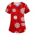 thumbnail image 1 of Tops Para Mujer, Blusa Navideña, Camisas de Moda, Manga Corta, Cuello en V, Uniforme de Trabajo, Estampado Con Bolsillo Odeerbi ODB170886, 1 of 4