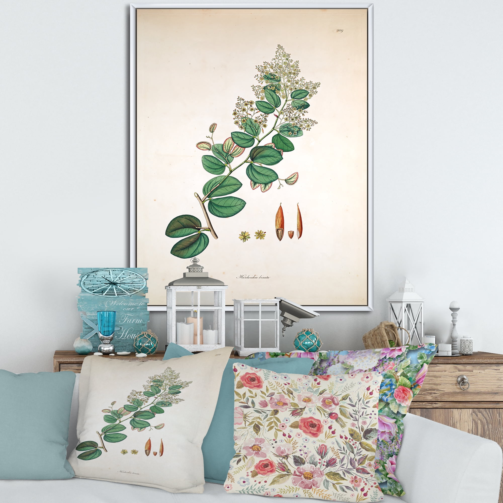 Designart 'Ancient Botanicals XIII' Farmhouse Framed Canvas Wall Art Print