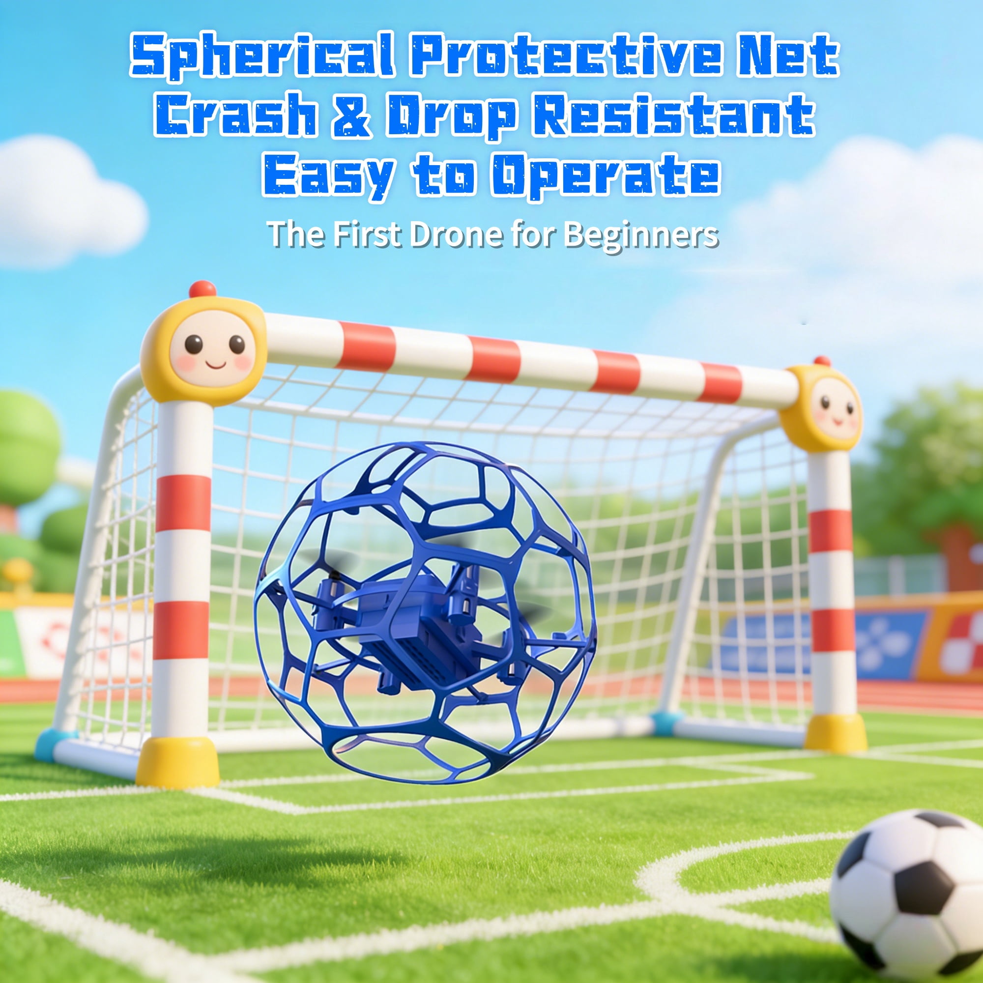 RC Flying Soccer Ball Drone for Kids, Mini Helicopter with Full Protective Net Cage, 360° Flips & LED Lights, One-Key Takeoff, Safe Indoor Outdoor Toy Gift for Boys & Girls.