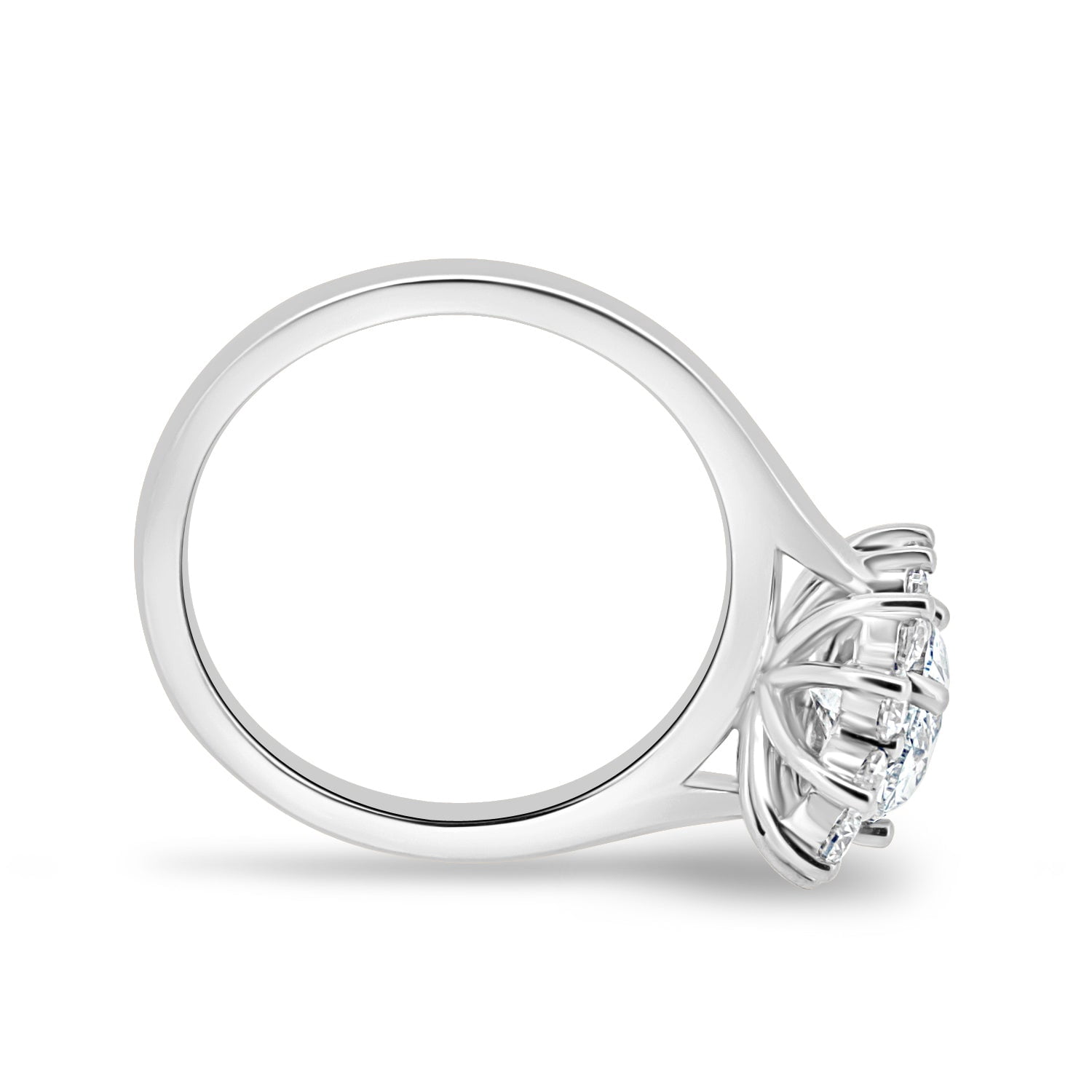 ESTE ORIGIN 2.00Ct Oval Cut Moissanite Engagement Ring – Halo & Cathedral Setting in 14K White Gold for Women