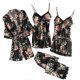 thumbnail image 2 of Conjunto de 5 pijamas de satén con encaje sexy, bata de baño, pantalones cortos, lencería, camisón, pijamas de mujer, ropa de dormir de verano, 2 of 4